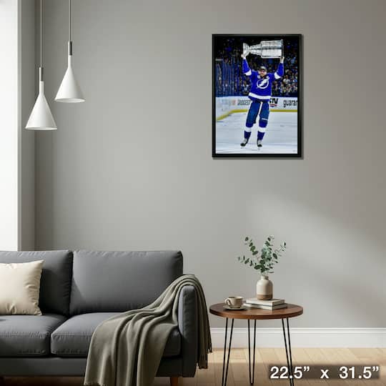 Steven Stamkos Tampa Bay Lightning Framed 20" x 29" Lifting 2021 Stanley Cup Canvas 22.5" x 31.5"